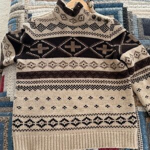 LAUREN by Ralph Lauren Heavy hand knit 💯% Intarsia Wool  Turtleneck
